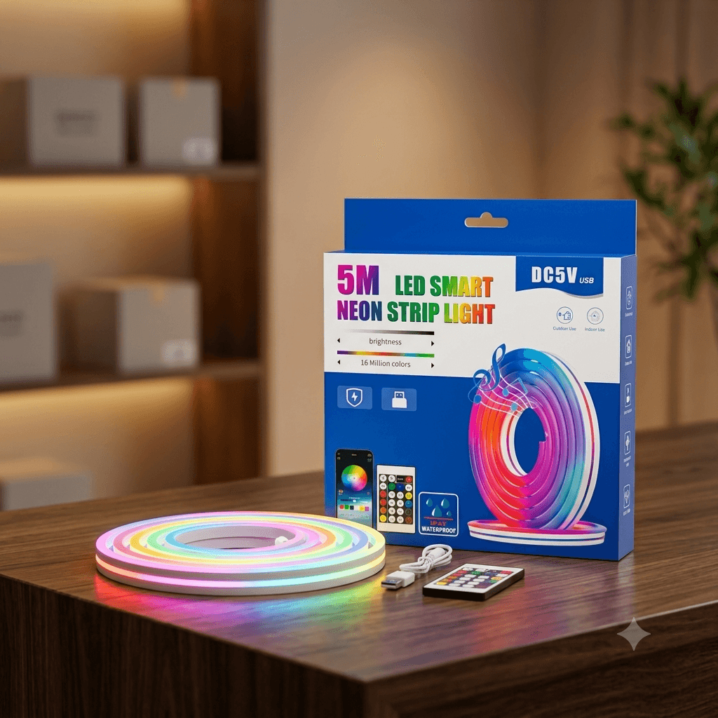 5M LED Smart Neon Strip Light DC5V USB โ RGB 16 Million Colors, App & Remote Control, IP67 Waterproof โ image 1
