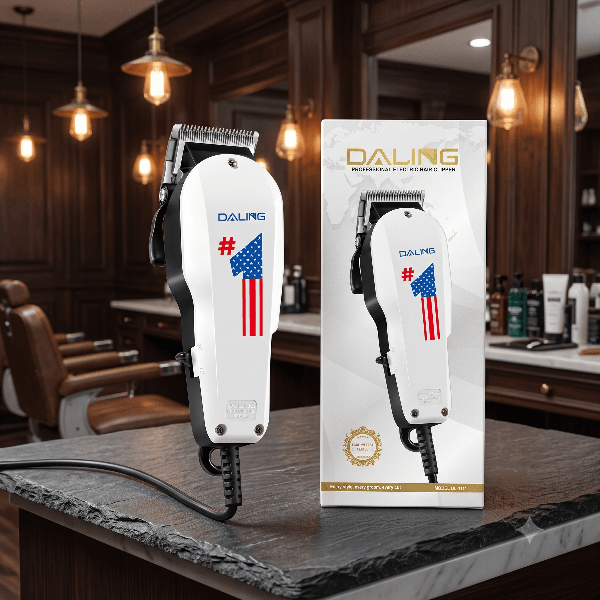 DALING DL-1111 Professional Electric Hair Clipper β Fade Master Series Heavy Duty Barber Trimmer with Iconic Americana Styling
