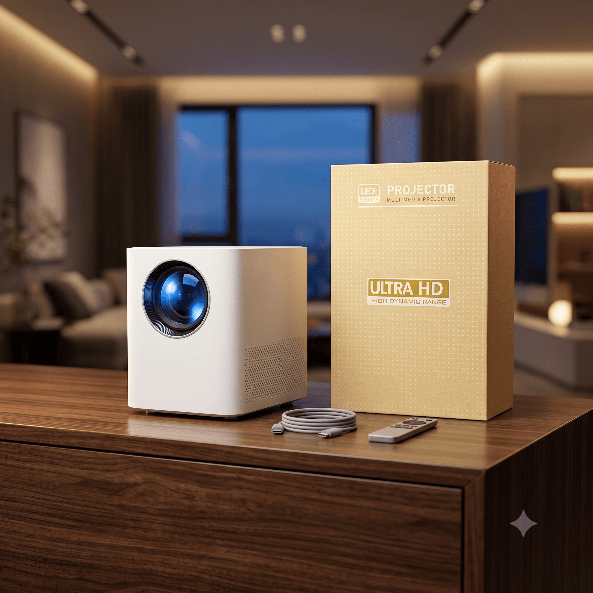 Ultra HD Smart LED Projector โ High Dynamic Range (HDR) Supported Multimedia Home Theater Projector with Highlight Coating Lens